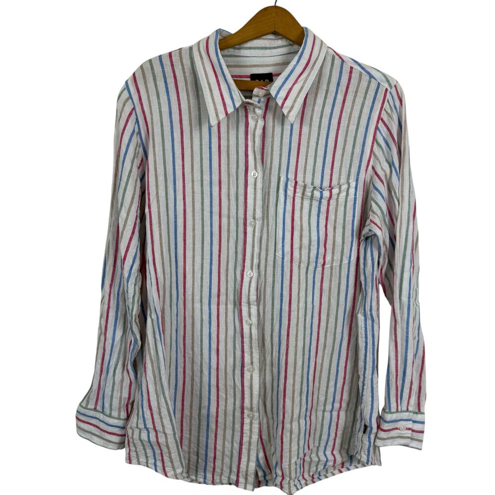 Gap Women Button Up Shirt Top Large Linen Blend Beach Travel Vacation Resort